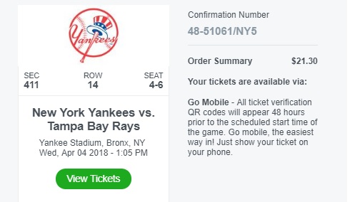 New York Yankees ticket