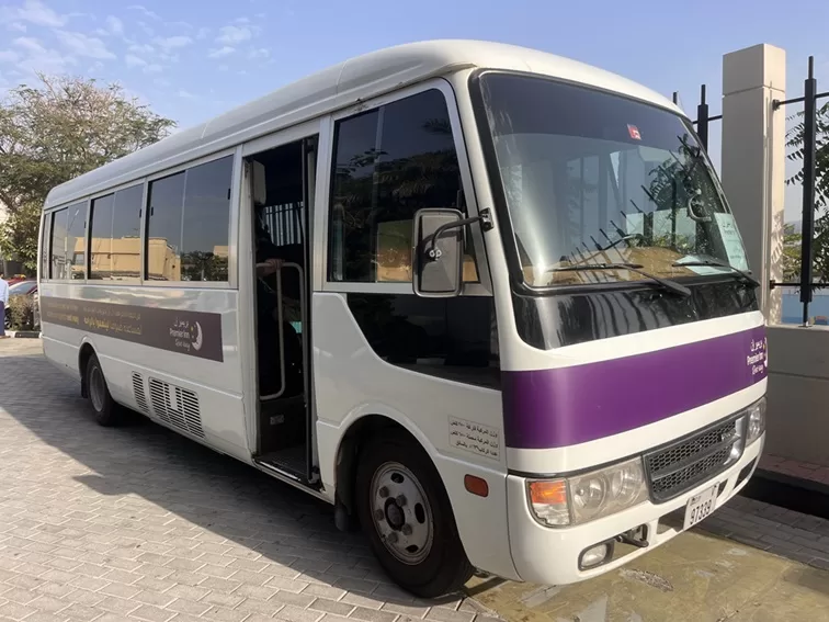 Old shuttle bus which brings you from T1 and T1 to Premier Inn, Dubai International Airport.